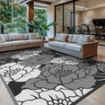 thumbnail image 5 of KUETH 6'x 9' Outdoor Rug Plastic Waterproof Outside Foldable Flower Mat UV Resistant Patio RV Deck Carpet,Black White, 5 of 6