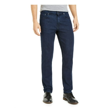 DKNY Mens Navy Straight Leg, Stretch Straight Fit Denim Jeans 33 X 32