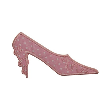 Polka Dot Heels Shoes - ID 7388 Pink Polka Dot Right High Heel Patch Shoe Embroidered Iron On Applique