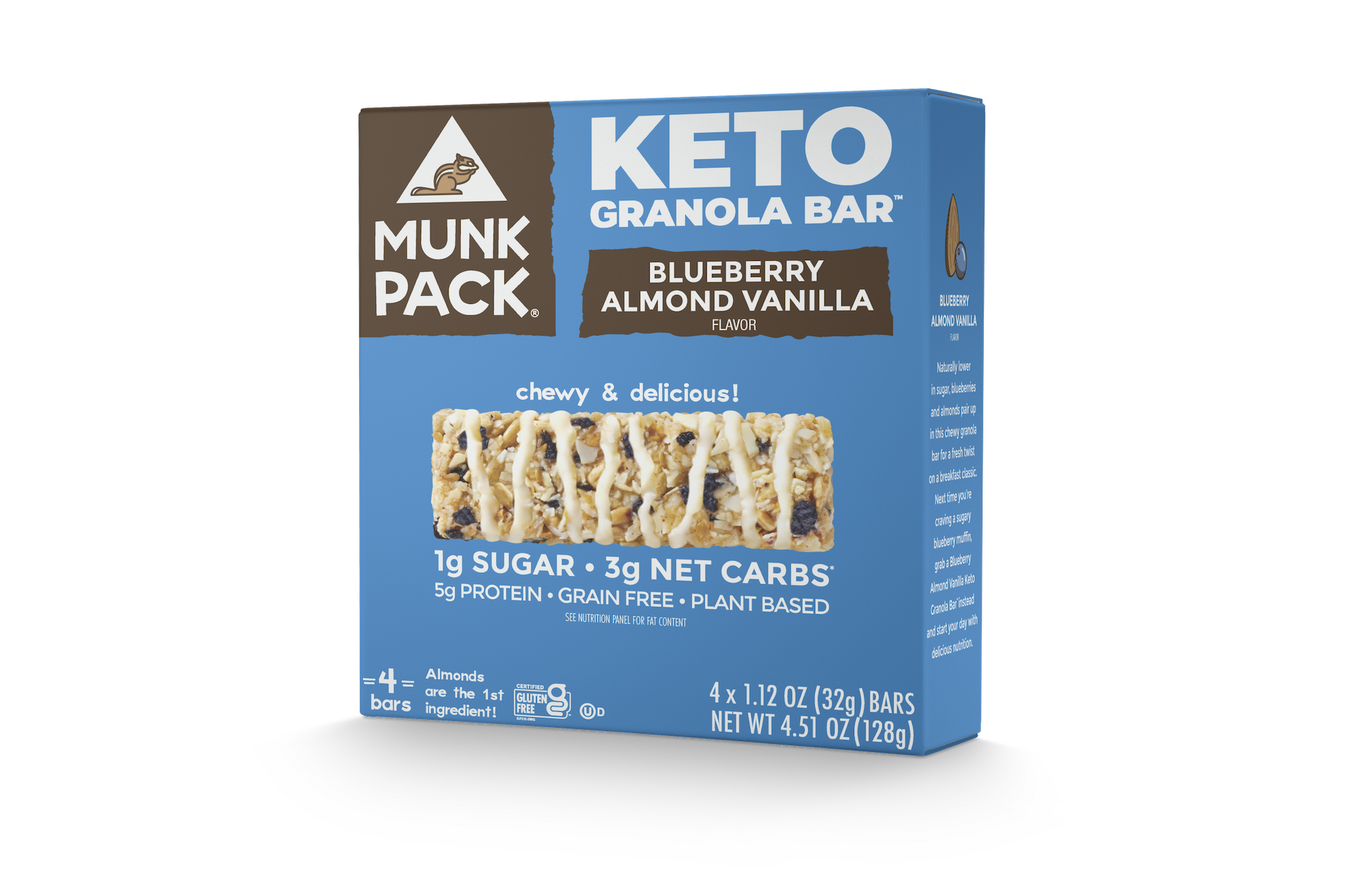 Munk Pack Keto Granola Bar Blueberry Almond Vanilla 4 Pack