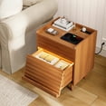 thumbnail image 4 of GUNAITO Nightstand with Charging Station Bedside Table with LED Light Wood Nightstand with Drawers End Table for Small Space Caramel 2pcs, 4 of 12