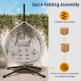 thumbnail image 5 of Indoor Outdoor Hammock Chair With Stand, Rattan Egg Swing Hanging Chair With Cushion For Balcony Bedroom Garden, 5 of 13