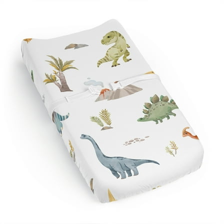 Sweet Jojo Designs Watercolor Dinosaur Dino Boy Changing Pad Cover Sheet