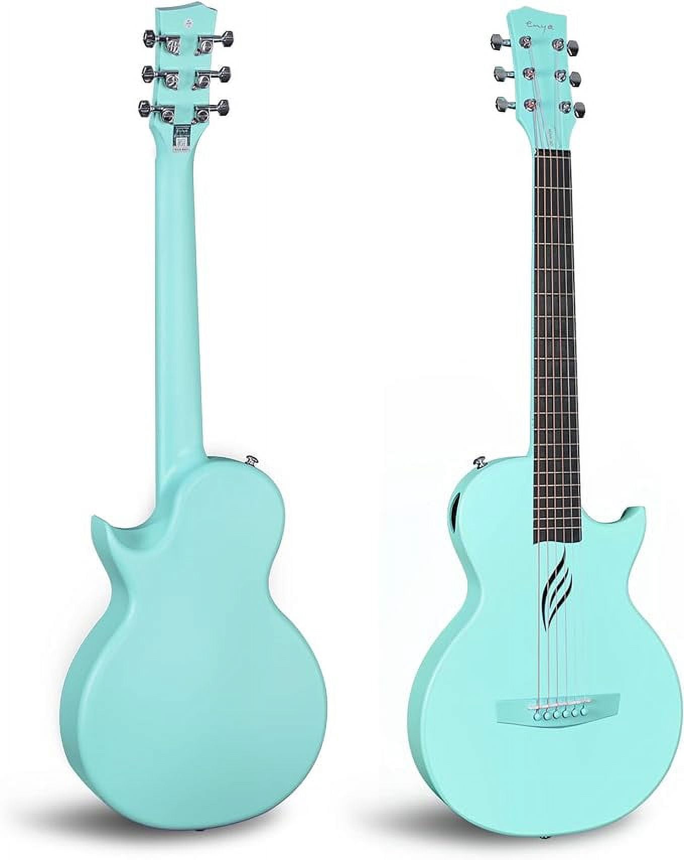 Enya Nova Go Carbon Fiber Acoustic Guitar 1/2 Size Beginner Adult Travel Acustica Guitarra w/Starter Bundle Kit of Colorful Gift Packaging, Acoustic Guitar Strap, Gig Bag, Cleaning Cloth(Blue)