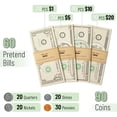 thumbnail image 2 of - Play Money for Kids, 150 Pcs, Ages 3+, Realistic Fake Cash and Coins, 2 of 6