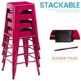 thumbnail image 4 of Stackable Bar Stools Set of 4, 24 Inch Metal Counter Height Stools for Indoor Outdoor Kitchen Patio Classroom Garden, Industrial Barstools (Hot Pink), 4 of 9
