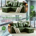 thumbnail image 3 of Olive Green Convertible Sleeper Sectional Sofa with Reversible Chaise and Storage, 3 of 10