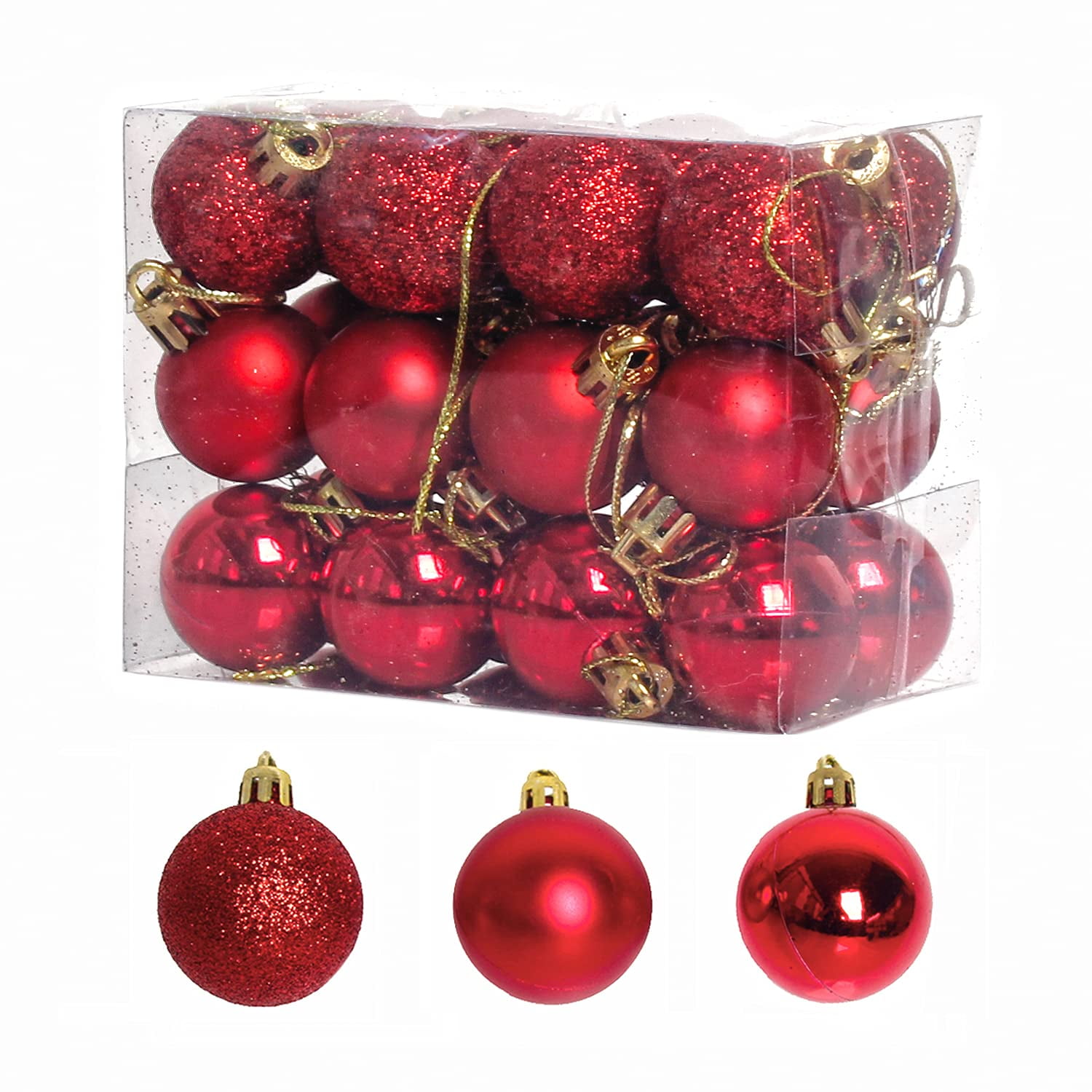 24Pcs 30mm Christmas Xmas Tree Ball Bauble Hanging Party Ornament Decoration USA 