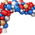 thumbnail image 5 of Arco de globos, arco de globos de cumpleaños, kit de arco de globos rojo, blanco y azul, 77 piezas con globos dorados, globos de látex para cumpleaños, 5 of 5