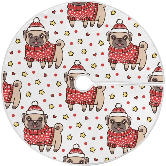 ZHANZZK Christmas Dog Xmas Christmas Tree Skirt Stand Mat for Holiday Party Decoration Indoor Outdoor 36 inches