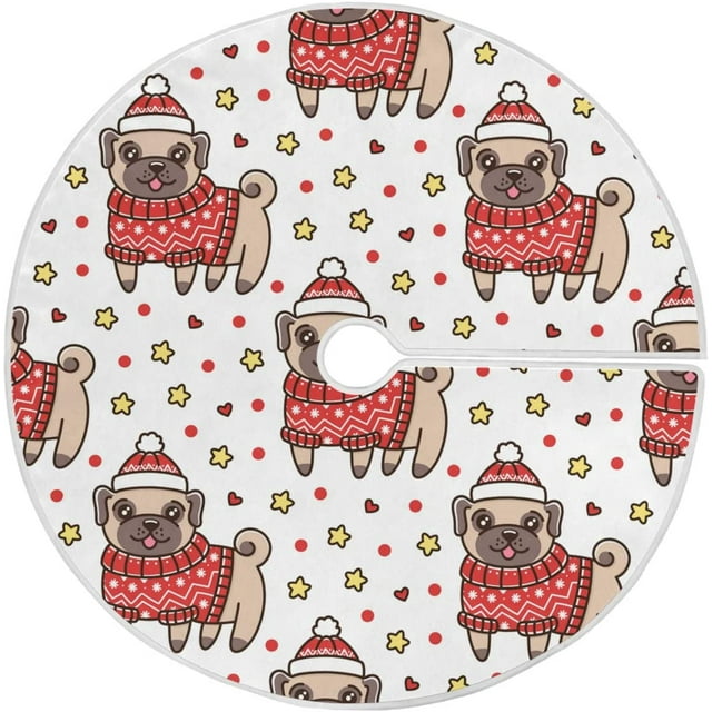 ZHANZZK Christmas Dog Xmas Christmas Tree Skirt Stand Mat for Holiday Party Decoration Indoor Outdoor 36 inches