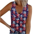 thumbnail image 2 of Homenesgenics Independence Day Shirt Women's Tank Tops for Women New Summer V-neck Sleeveless Casual Printed Button Up T-shirt, 2 of 4