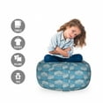 thumbnail image 2 of Retro Storage Toy Bag Chair, Bohemian Mexican Ikat Style Pattern Design with Geometrical Elements, Stuffed Animal Organizer Washable Bag, Large Size, Blue Taupe White, by Ambesonne, 2 of 3