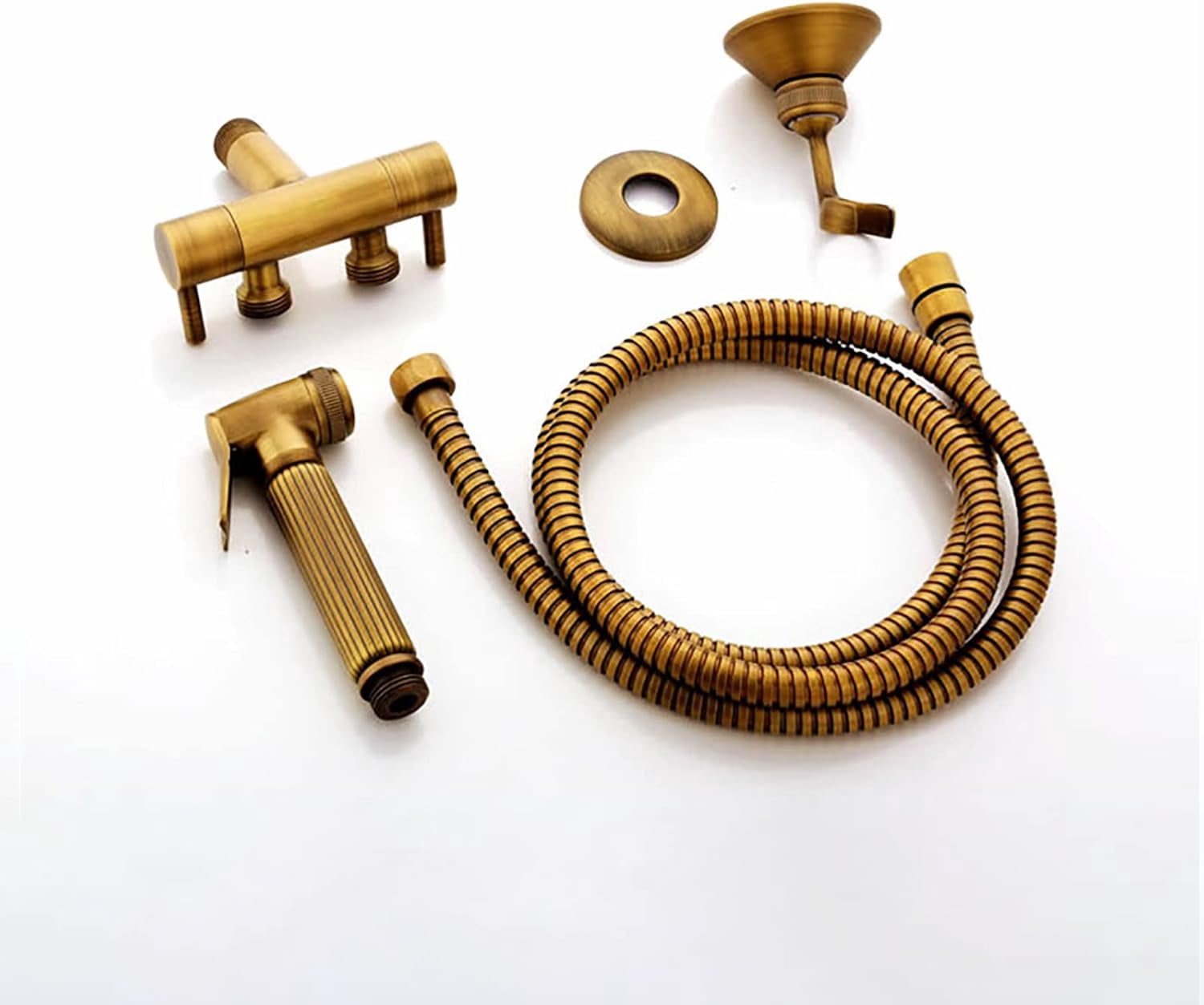 Antique Handheld Bidet Sprayer for Toilet, Brass Cloth Diaper Sprayer Kit Wall Mounted Bidet Sprayer Set Single Handle Toilet Bidet Sprayer Kit with 150cm Shower Hose