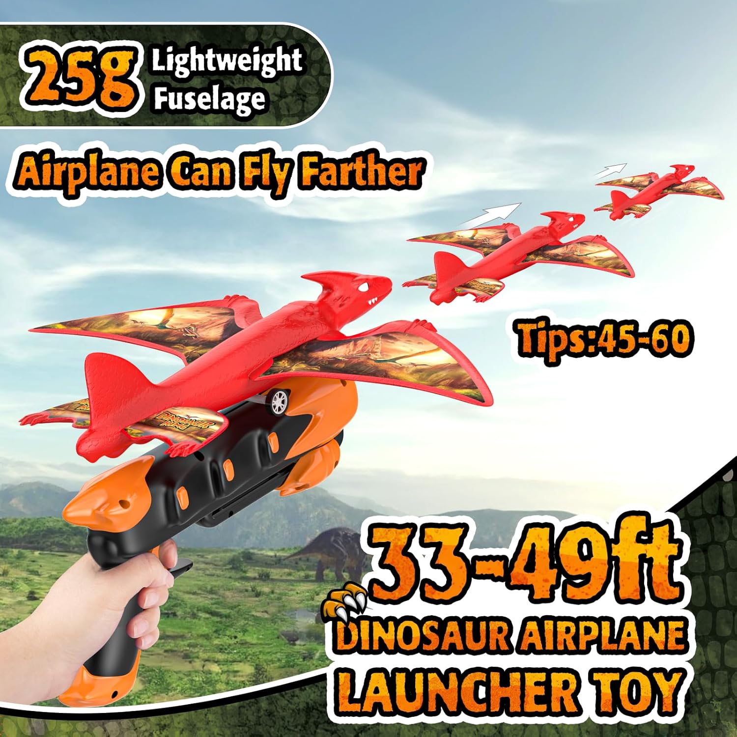 1 Pack Airplane Launcher Toy, 12.6" Foam Glider Led Plane, 2 Flight Mode Catapult Plane for Kids Outdoor Sport Flying Toys Gifts for 4 5 6 7 8 9 10 12 Year Old Boys Girls