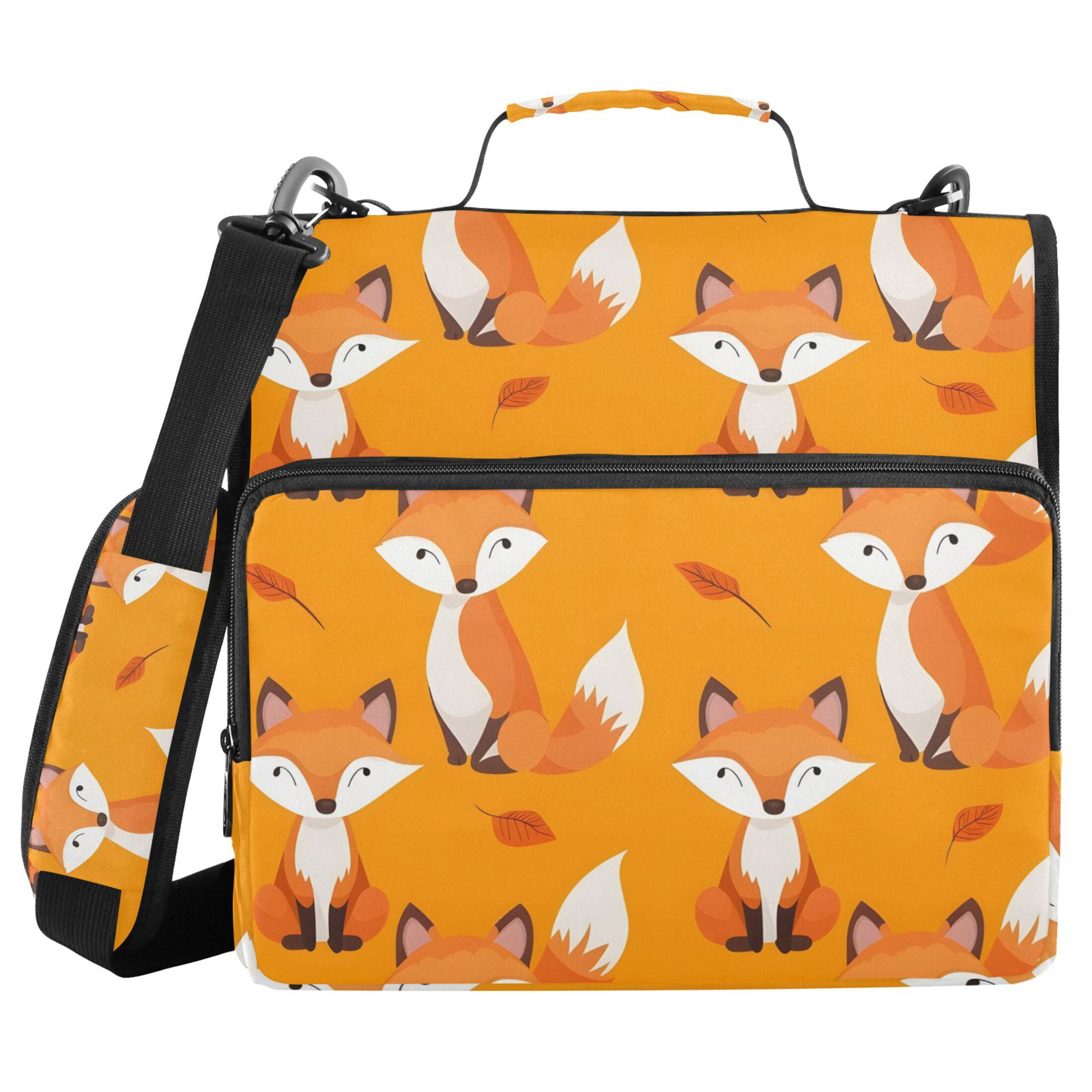 ALAZA Zipper Binder Cute Fox 3 Ring Trapper Keeper File Folder Organizer Bag
