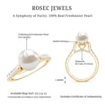 thumbnail image 6 of Rosec Jewels Cultured Freshwater Pearl Diamond Engagement Ring 7 Carat - Pearl Solitaire Ring for Women - AAA Quality, 14K Yellow Gold, US 8.00, 6 of 9