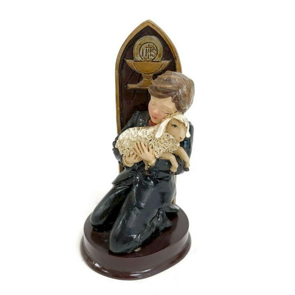 Praying Boy With Lamb Figurine