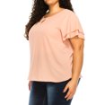 thumbnail image 2 of Women's Plus Size Flowy Flutter Sleeve Blouse with Keyhole Neckline, 2 of 6