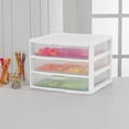 thumbnail image 3 of Sterilite Wide 3 Drawer Unit, Countertop and Desktop Organizer with Clear Storage Drawers, White, 3 of 6