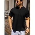 thumbnail image 2 of Fexilor Men's Shirts Short Sleeve Button Down Relaxed Fit Modern Stand Collar Casual Dress Shirts, Fade-Resistant, 2 of 6