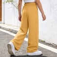 thumbnail image 6 of Krdevn Girls Crinkle Gauze Wide Leg Pants Elastic Waist Casual Summer Kids Solid Trousers,13-14 Years, 6 of 6