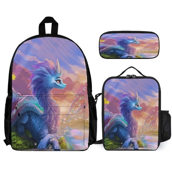 3PCS Raya And Last Drago Backpacks Set Backpack with Lunch Box Pencil Case Backpack With Large Pocket