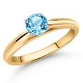 thumbnail image 2 of Gem Stone King 10K Yellow Gold Swiss Blue Topaz Solitaire Engagement Ring for Women (0.65 Cttw, Round 5MM, Gemstone, Available in Size 5, 6, 7, 8, 9), 2 of 4