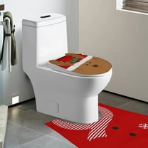 YIMWNYI 2-Piece Christmas Toilet Protector, Father Christmas Snowman Toilet Cover, Festive Bathroom Decorations, Two Piece Set, Soft Polyester Mat, Non Slip Floor Mat, Holiday Home Decor