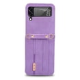 thumbnail image 5 of Allytech Galaxy Z Flip 3 Wallet Case, Z Flip 3 5G Case, Premium PU Leather Cards Holder Crossbody Shoulder Strap Anti-scratch Shockproof Drop Protection Case Cover for Samsung Galaxy Z Flip 3 - Purple, 5 of 6