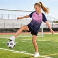 thumbnail image 6 of ITSAME Girls Athletic Outfits 2-Piece Quick-Dry T-Shirt & Shorts Football Training Sport Set Navy Size 5, 6 of 8