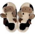 thumbnail image 1 of 40/41 Fluffy Cow Slippers | Novelty Cartoon Cow Cotton Slippers Comfortable Cow Slides,Winter Furry Slippers for Women Men Girls Boys, 1 of 4
