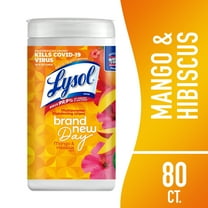 Lysol® Disinfectant Wipes, Multi-Surface Antibacterial Cleaning Wipes, For Disinfecting and Cleaning, Brand New Day Mango & Hibiscus 80ct