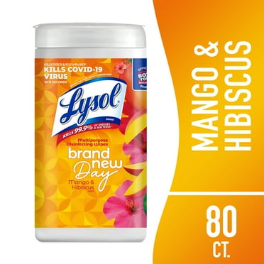 Lysol® Disinfectant Wipes, Multi-Surface Antibacterial Cleaning Wipes, For Disinfecting and Cleaning, Brand New Day Mango & Hibiscus 80ct