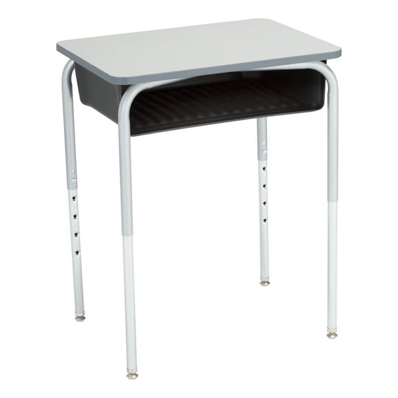Learniture Open Front School Desk with Book Box for Kids, Students, and Classrooms - Adjustable Height Gray/Black (2-Pack)