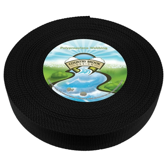 Country Brook Design® 1 1/2 inch Black Polypro Webbing, 25 Yards