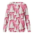 thumbnail image 5 of asdoklhq Christmas Sweatshirts for Women Christmas Printed Loose Casual Long Sleeve Round Neck Hoodless Straight Shoulder Sweater Pink 3X, 5 of 5