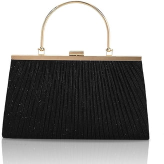 Chicastic Black Pleated Satin Wedding Evening Bridal Clutch  display picture 1