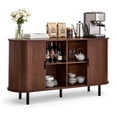 thumbnail image 1 of VEVOR Coffee Bar Cabinet, Mid Century Fluted Coffee Bar Table, Buffet Stand Cabinet with 2 Sliding Doors, Sideboard Buffet Station for Living Room, Entryway, Kitchen, 55.1 x 15.7 x 29.5 in, Walnut, 1 of 9