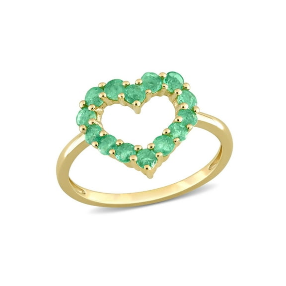 3/4 Carat (Ctw) Emerald Heart Ring in 10K Yellow Gold