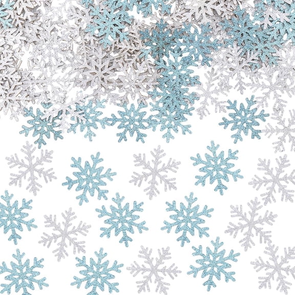200Pcs Christmas Snowflake Paper Confetti for Party Table Wall Decorations Mixed Color 31x27x1.5mm 100pcs/bag for DIY