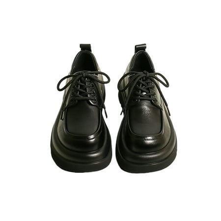 

Lacyhop Ladies School Comfort Dress Shoe Platform Casual Shoes Lightweight Solid Fashion Loafer Black 6.5