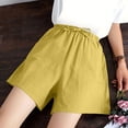 thumbnail image 6 of Idoravan Shorts for Women Clearance Women's Shorts High Waist Linen Loose Casual Thin Wide Leg Linen Shorts, 6 of 8