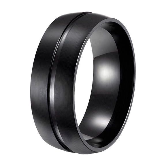 PAURO Matte Rings for Men Black Silver Simple Stainless Steel Statement Personalized Cool Wide 8MM Jewelry Black Size 10