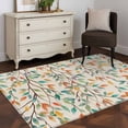 thumbnail image 3 of Area Rug for Living Room, Teal Orange Eucalyptus Non-Slip Indoor Large Carpet for Bedroom/Dining Room, Spring Botanical Leaves Washable Low-Profile Rectangle Floor Runner Rugs - 4 x 6 Ft, 3 of 8