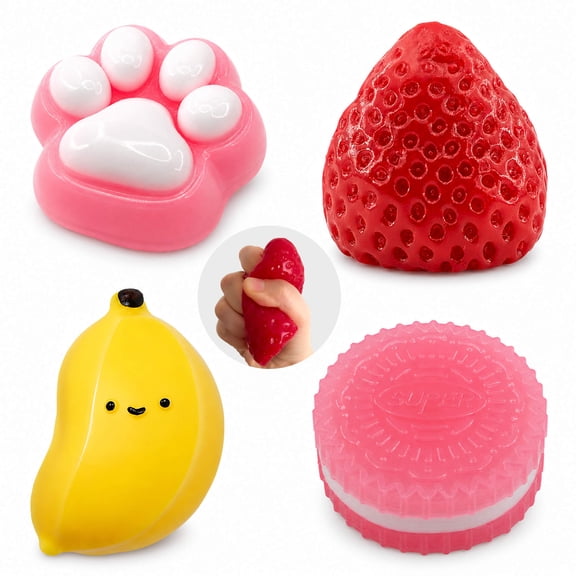4PCS Taba Squishy Toy Set for Kids Adults, Soft Sensory Fidget Squeeze Toys for Stress Relief, Cute Party Favors