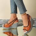thumbnail image 6 of Shrysg Women's Peep Toe Wedge Heel Sandals Slingback Comfortable Casual Summer Dressy Footwear Brown, 6 of 9