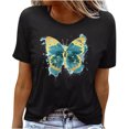 thumbnail image 1 of Blusa informal de manga corta con cuello redondo y estampado de verano a la moda para mujer Pompotops  hfajkhk134611, 1 of 5