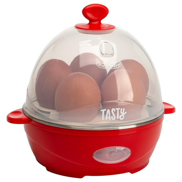 Tasty Mini Rapid Egg Cooker Capacidad Para 5 Huevos Para Huevos Duros O Tortillas Perfectos Apagado Automático Rojo