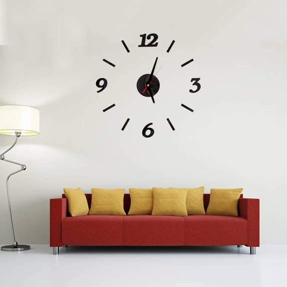 LOLIPPYY Wall Clock Framless Minimalist Silent Decor 39.4X39.4X1In Black Acrylic Metal for Home Office Kitchen 1Set